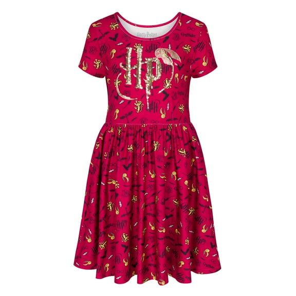 Girl's Harry Potter Dress for Little and Big Girls, Red, XS (4/5)