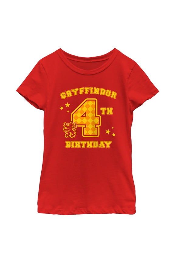 Girl's Harry Potter Gryffindor 4th Birthday Graphic Tee Red Medium