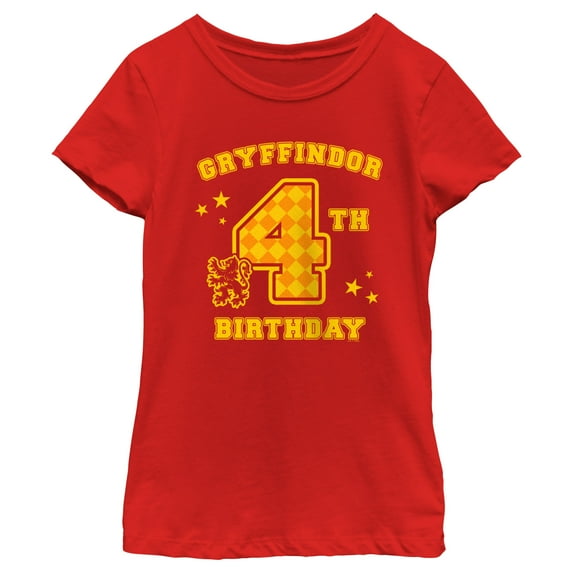 Girl's Harry Potter Gryffindor 4th Birthday Graphic Tee Red Medium