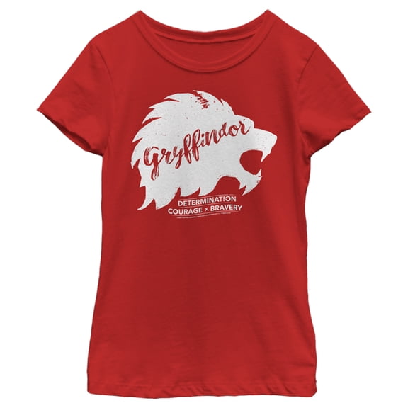 Girl's Harry Potter Gryffindor Determination Courage Bravery Graphic Tee Red X Large