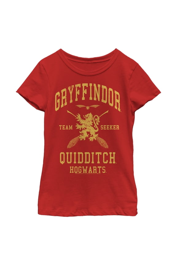 Girl's Harry Potter Gryffindor Quidditch Gold Team Seeker Graphic Tee Red Large