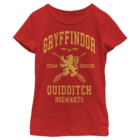 Girl's Harry Potter Gryffindor Quidditch Gold Team Seeker Graphic Tee Red Small
