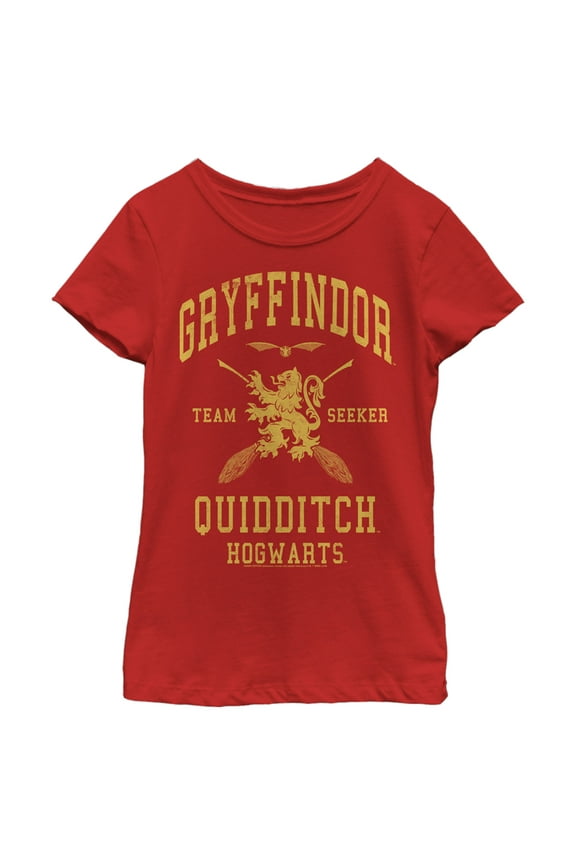 Girl's Harry Potter Gryffindor Quidditch Gold Team Seeker Graphic Tee Red X Small