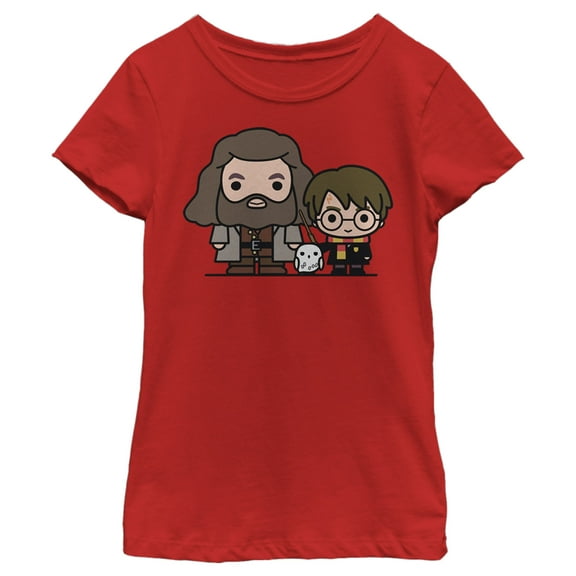 Girl's Harry Potter Hagrid & Hedwig Kawaii Cuties Graphic Tee Red X Small