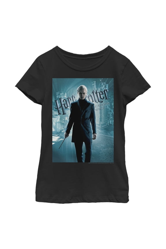 Girl's Harry Potter Half-Blood Prince Draco Poster Graphic Tee Black Medium