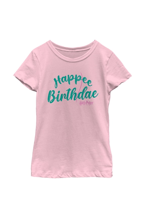 Girl's Harry Potter Happee Birthdae Logo Graphic Tee Light Pink Small