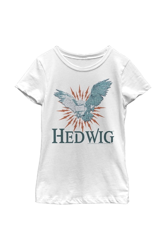 Girl's Harry Potter Hedwig Owl Flight Graphic Tee White Small