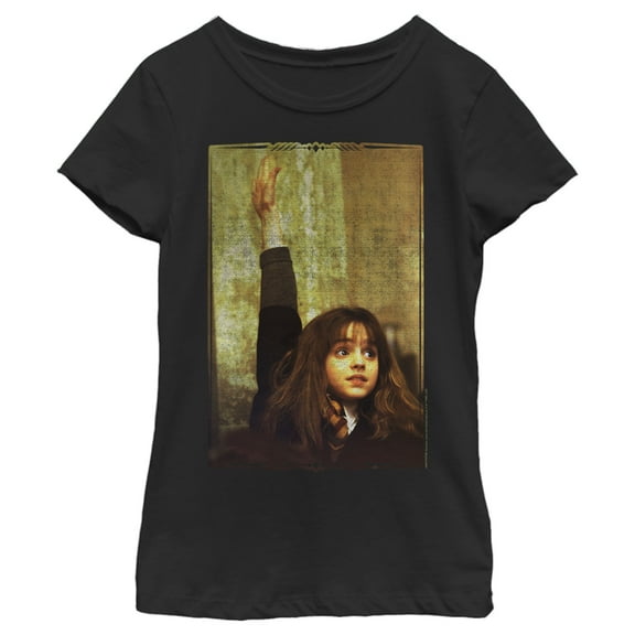 Girl's Harry Potter Hermione Hand Raise  Graphic Tee Black Large
