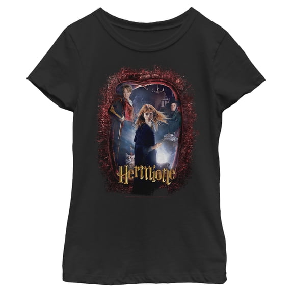 Girl's Harry Potter Hermione Secrets Frame Graphic Tee Black Small