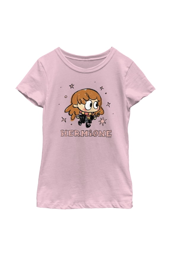 Girl's Harry Potter Hermione Starry Cartoon Graphic Tee Light Pink Medium