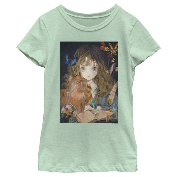 Girl's Harry Potter Hermione and Crookshanks  Graphic Tee Mint X Small