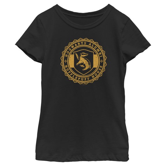 Girl's Harry Potter Hogwarts Alumni Hufflepuff House  Graphic Tee Black Large