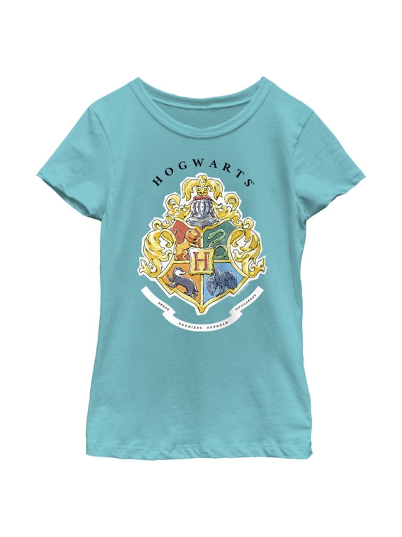 Girl's Harry Potter Hogwarts Crest Graphic Tee Tahiti Blue Large