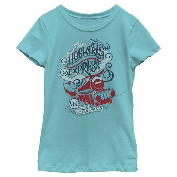 Girl's Harry Potter Hogwarts Express Graphic Tee Tahiti Blue Medium