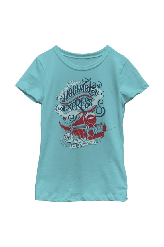 Girl's Harry Potter Hogwarts Express Graphic Tee Tahiti Blue X Large