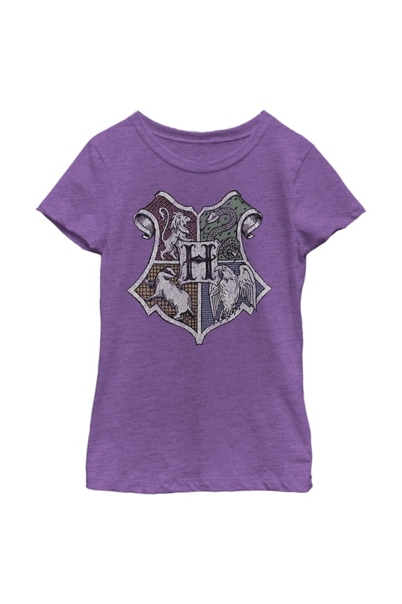 Girl's Harry Potter Hogwarts House Mascot Crest Graphic Tee Purple Berry Medium
