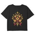 thumbnail image 1 of Girl's Harry Potter Hogwarts Houses Icon Pattern Graphic Cropped T-Shirt Black Small, 1 of 3