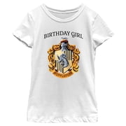 Girls Harry Potter Hufflepuff Crest Birthday Girl Graphic Tee White Large