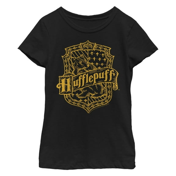 Girl's Harry Potter Hufflepuff Lined Crest Graphic T-Shirt