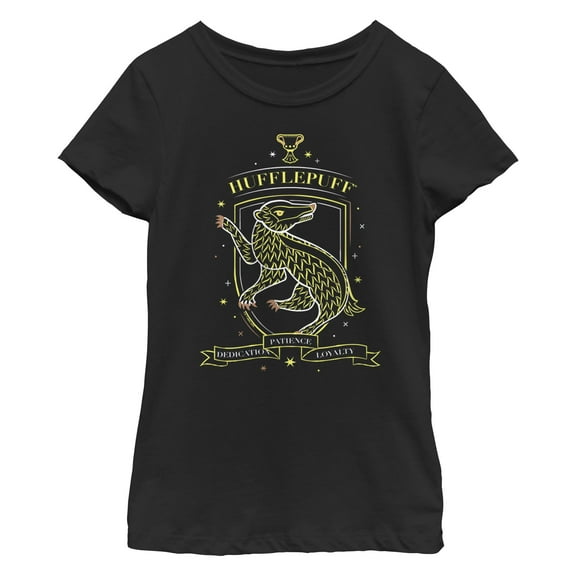 Girl's Harry Potter Hufflepuff Lined Mascot  Graphic T-Shirt
