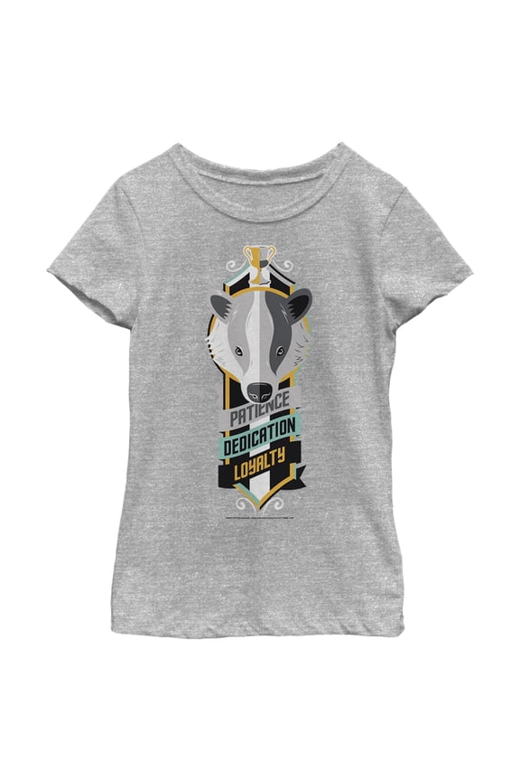 Girl's Harry Potter Hufflepuff Patience Dedication Loyalty Graphic Tee Athletic Heather Small