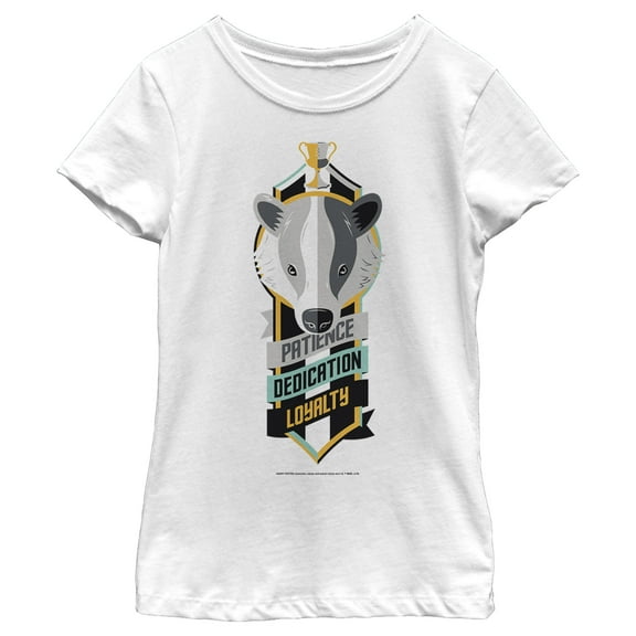 Girl's Harry Potter Hufflepuff Patience Dedication Loyalty Graphic Tee White X Large