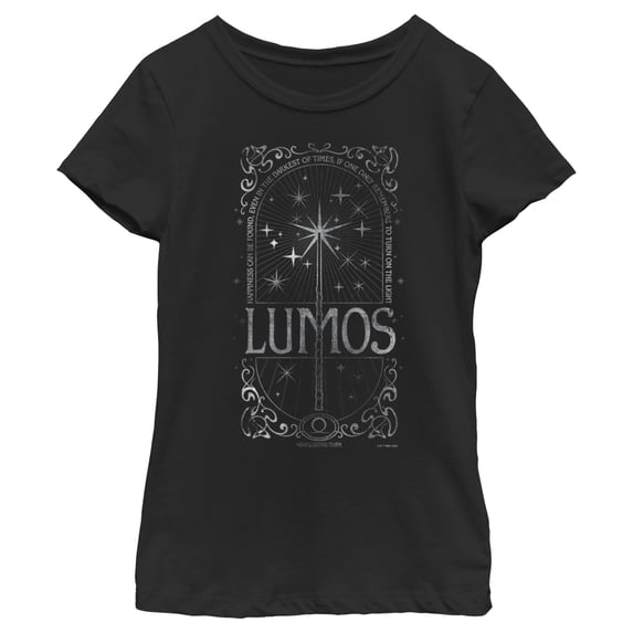 Girl's Harry Potter Lumos Happiness Spell Graphic Tee Black Large