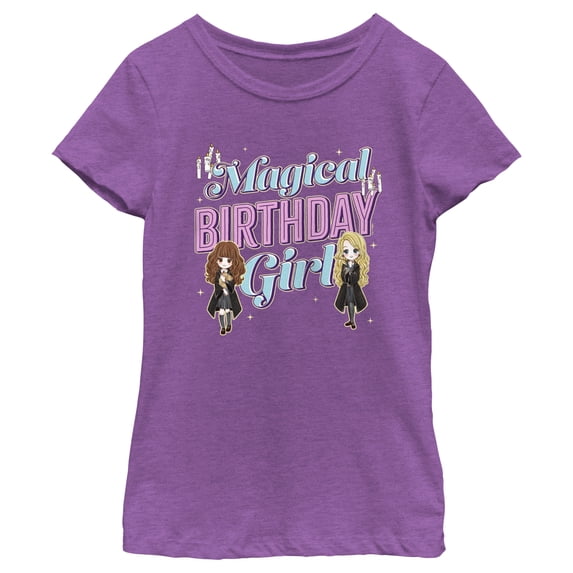 Girl's Harry Potter Magical Birthday Girl Graphic Tee Purple Berry Medium