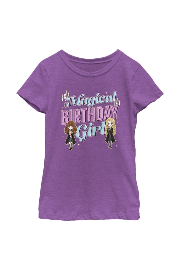 Girl's Harry Potter Magical Birthday Girl Graphic Tee Purple Berry Medium
