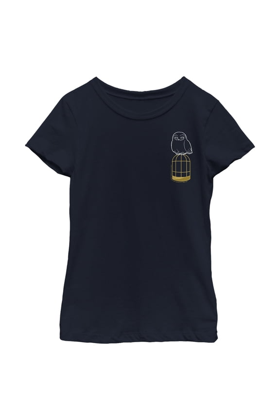 Girl's Harry Potter Pocket Hedwig Graphic Tee Navy Blue X Small