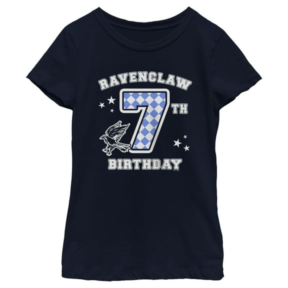 Girl's Harry Potter Ravenclaw 7th Birthday Graphic Tee Navy Blue Medium