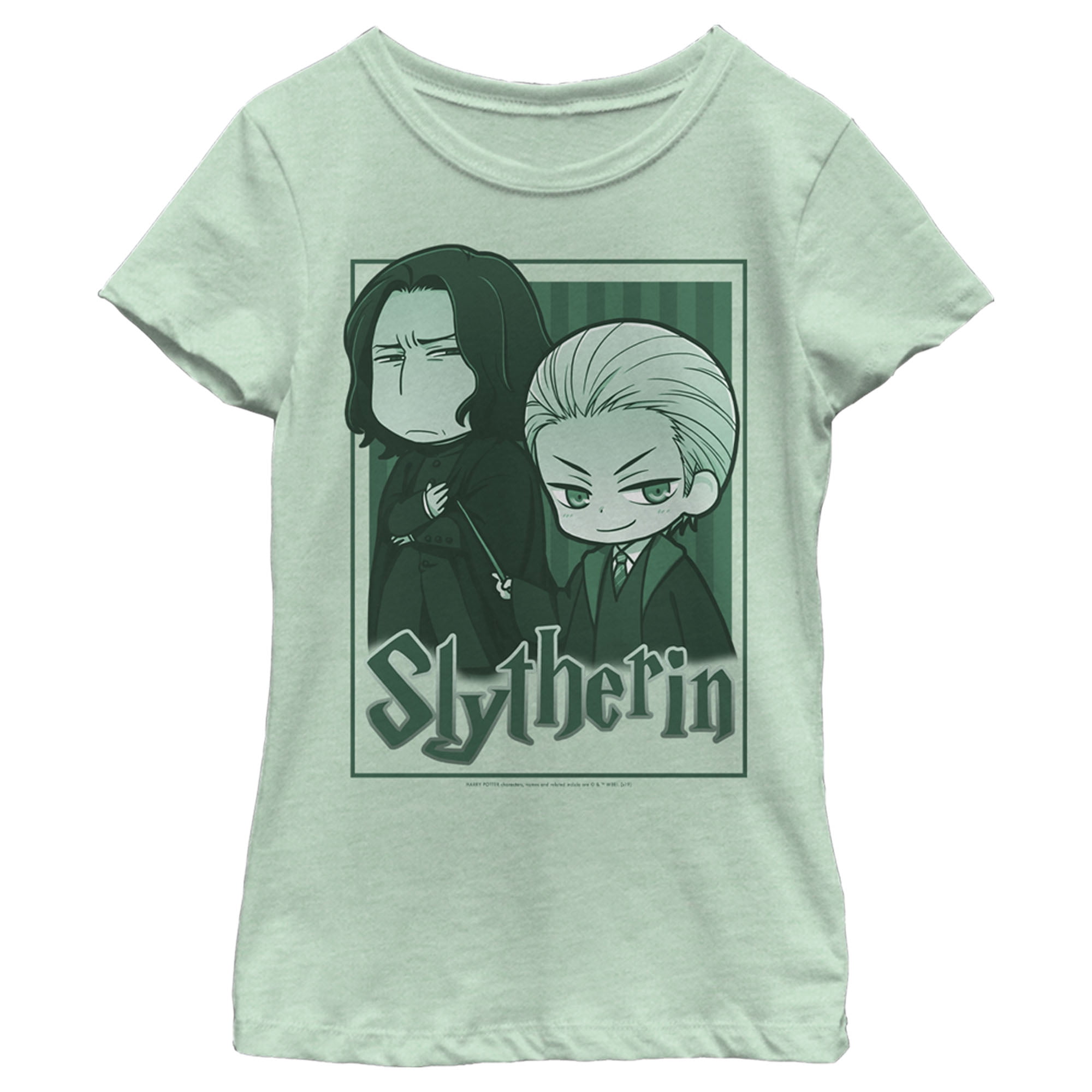 Girl's Harry Potter Slytherin Cartoon Characters Graphic Tee Mint Large