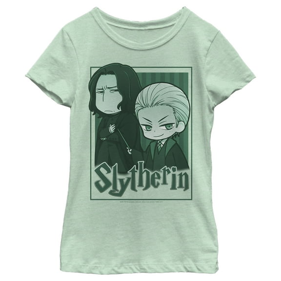 Girl's Harry Potter Slytherin Cartoon Characters Graphic Tee Mint Medium
