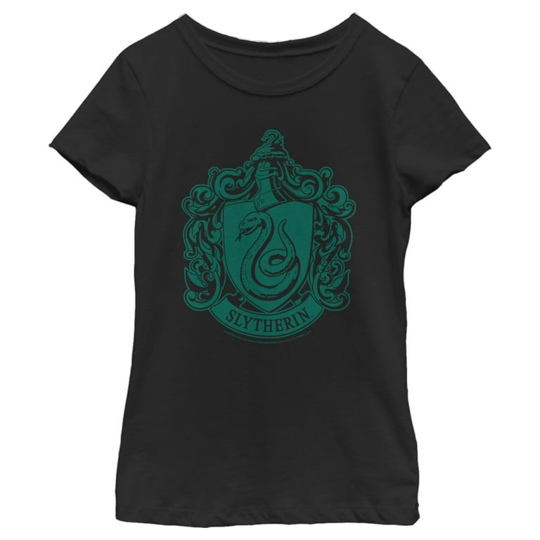 Girl\'s Harry Potter Slytherin House Tee Graphic Crest Black Large