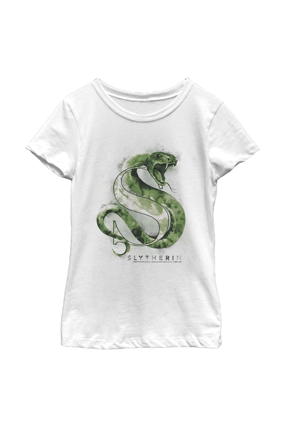 Girl's Harry Potter Slytherin Snake Watercolor Graphic Tee White Medium