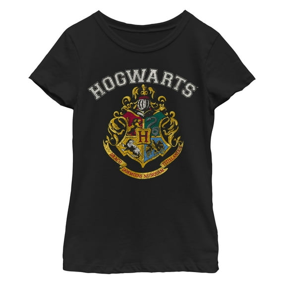 Girl's Harry Potter Vintage Hogwarts Crest White Graphic T-Shirt