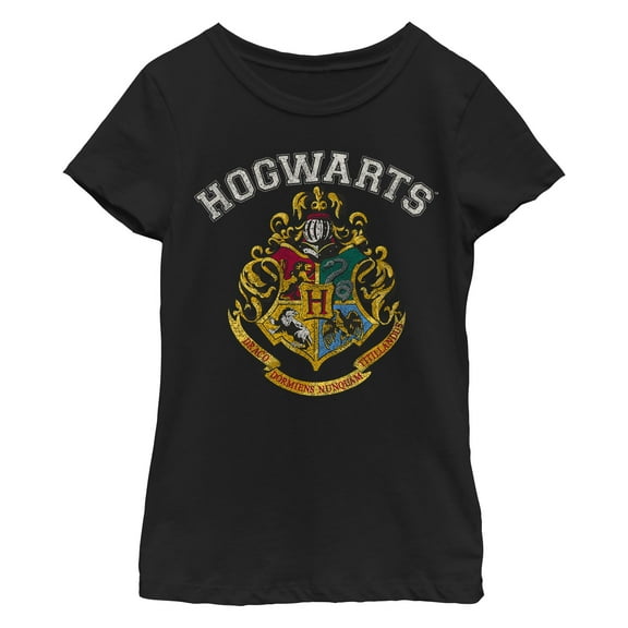 Girl's Harry Potter Vintage Hogwarts Crest White Graphic T-Shirt