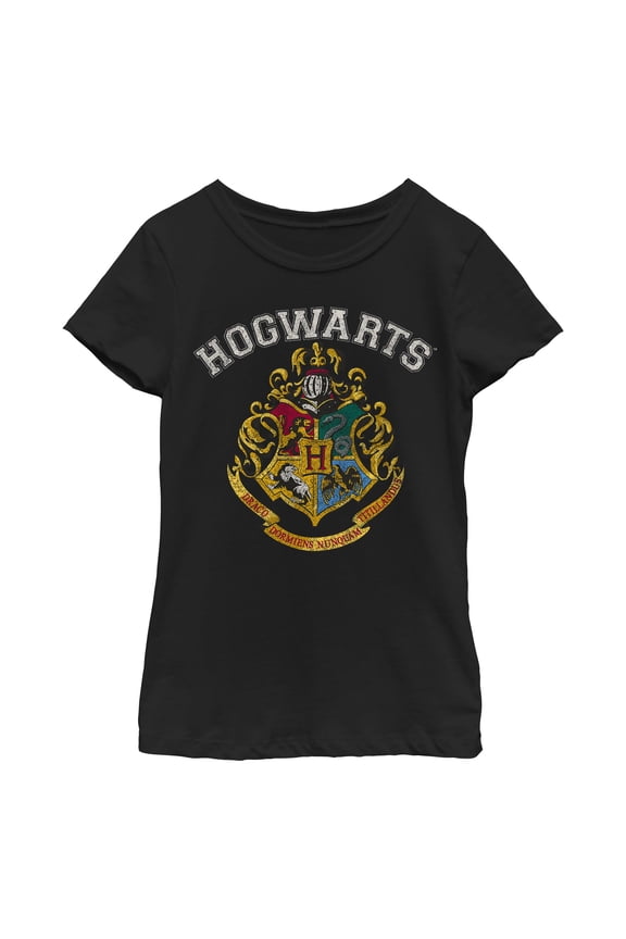Girl's Harry Potter Vintage Hogwarts Crest White Graphic T-Shirt