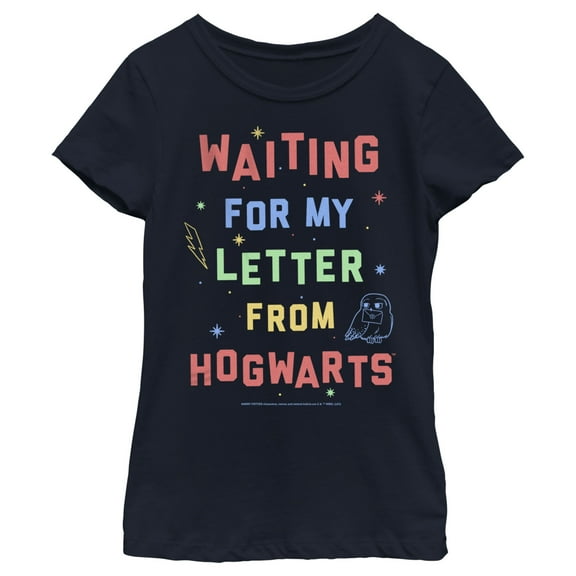 Girl's Harry Potter Waiting for my Letter from Hogwarts  Graphic Tee Navy Blue X Large