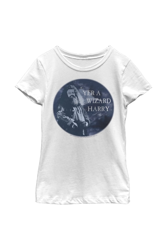 Girl's Harry Potter Yer a Wizard Quote Graphic Tee White Small
