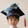 thumbnail image 1 of Girl's Hats Chinese Traditional Doctor Kids Graduation with Floral Unisex Academic Square Mortarboard Adjustable Beach Cap for Girls Boys, 1 of 5