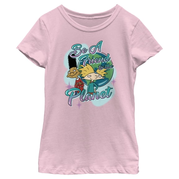 Girl's Hey Arnold! Befriend the Planet Graphic Tee Light Pink Large