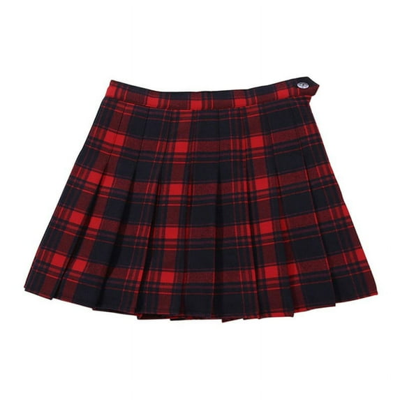 Girl's High Waist Plaid Pleated Mini Skirt Preppy School Uniform Tartan Skirt