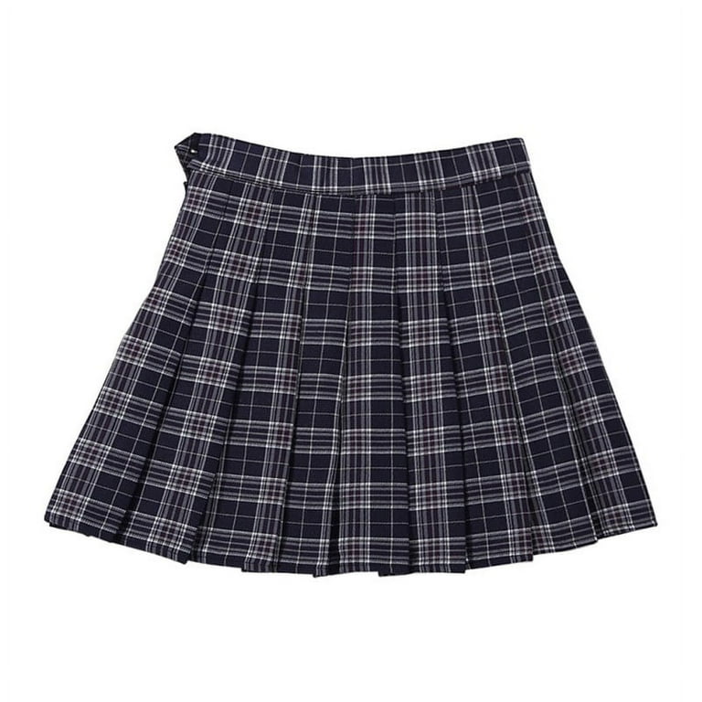 Girl's High Waist Plaid Pleated Mini Skirt Preppy School Uniform