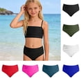 thumbnail image 1 of Girl's High Waisted Full Coverage Bikini Bottom Ruched Bathing Suit Bottoms for Girl Tummy Control Swim Bottoms, 1 of 4