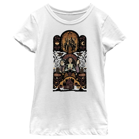Girl's Hocus Pocus 2 Ornate Ritual Poster  Graphic Tee White Large