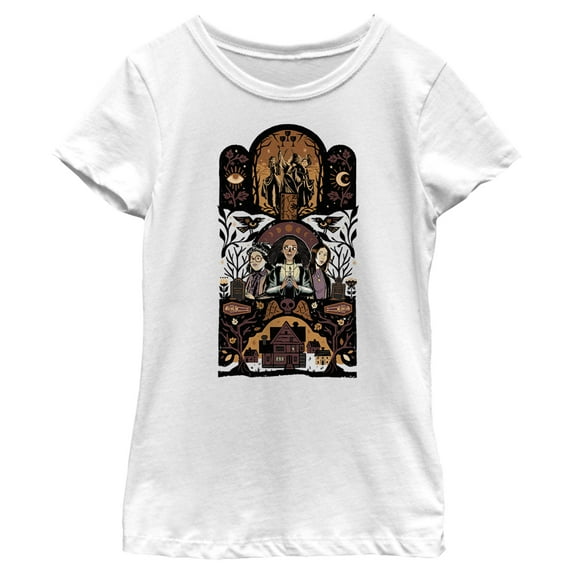 Girl's Hocus Pocus 2 Ornate Ritual Poster Graphic Tee White X Large
