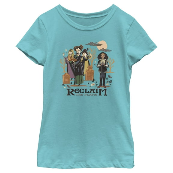 Girl's Hocus Pocus 2 Reclaim the Flame  Graphic Tee Tahiti Blue X Large