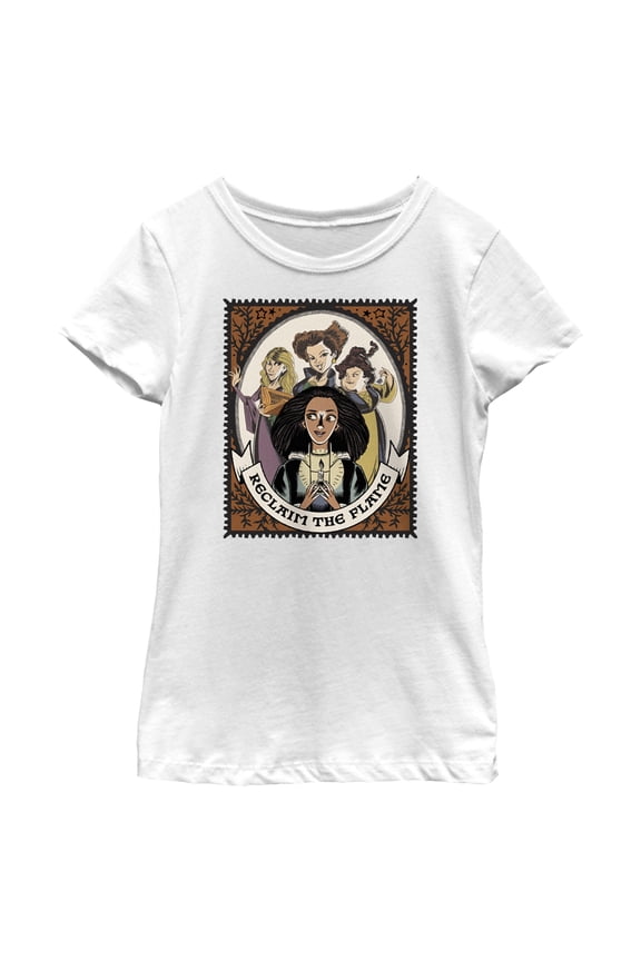 Girl's Hocus Pocus 2 Reclaim the Flame Stamp Graphic Tee White Medium