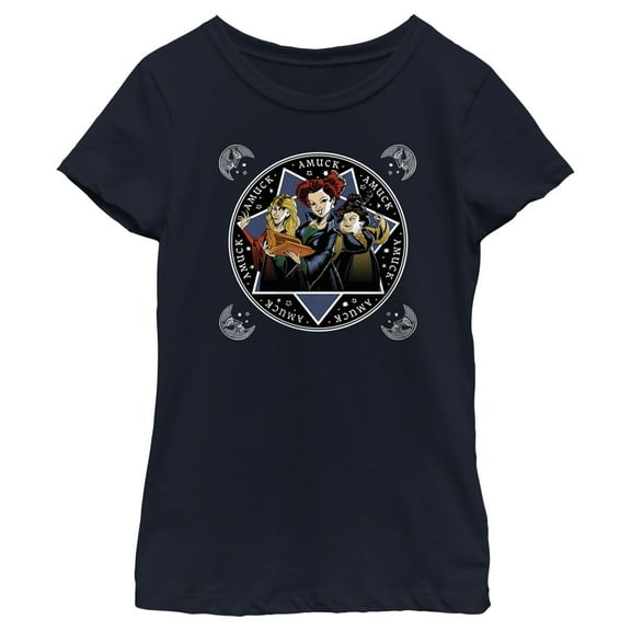 Girl's Hocus Pocus Amuck Witch Circle Graphic Tee Navy Blue X Small